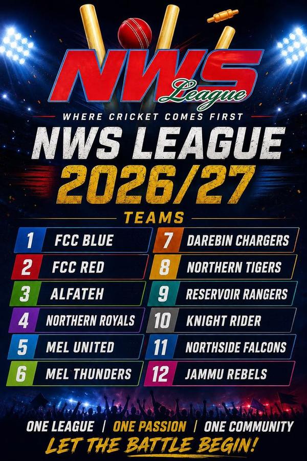 NWS League 2026 27 team list including Al Fatah