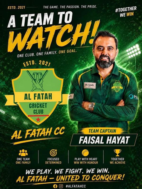 Club poster featuring captain Faisal Hayat
