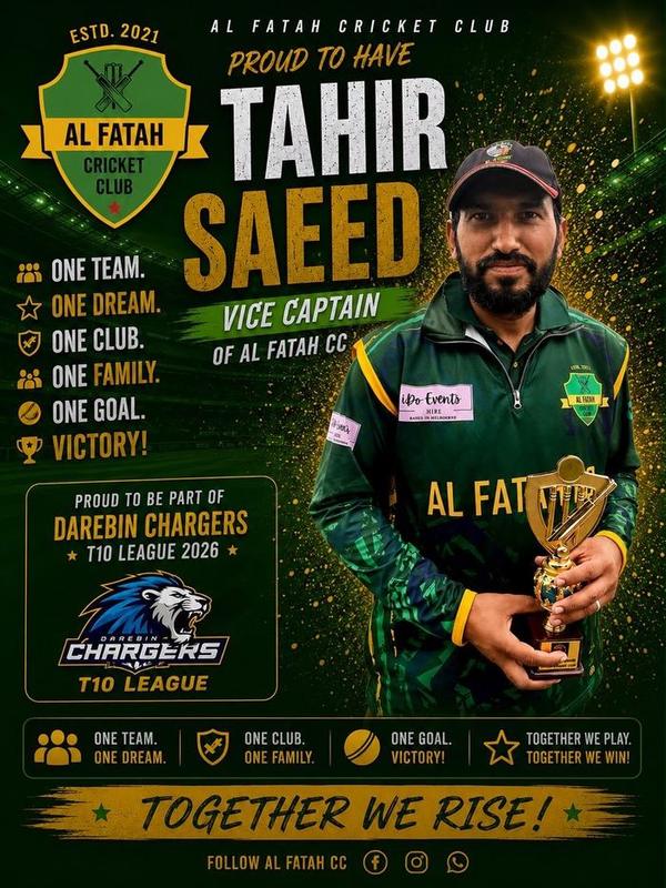 Club poster featuring vice captain Tahir Saeed